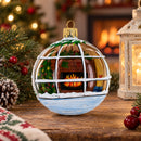 Santa Peeking Through House Window  Glass Ball Christmas Ornament  3.25 Inches