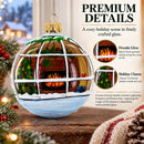 Santa Peeking Through House Window  Glass Ball Christmas Ornament  3.25 Inches