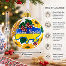 National Map of Ukraine Glass Ball Christmas Ornament 4 Inches