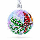 Two Cardinals in Snowy Scenery Glass Ball Christmas Ornament 3.25 Inches