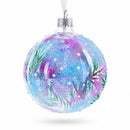 Two Cardinals in Snowy Scenery Glass Ball Christmas Ornament 3.25 Inches