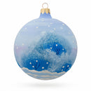 Dog Delivering Christmas Gifts on Sleigh Glass Ball Christmas Ornament 3.25 Inches