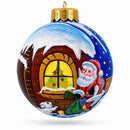 Santa's Enchanting Christmas Night Glass Ball Christmas Ornament 3.25 Inches