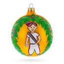 Baseball Player in Mid-Swing Blown Glass Ball Christmas Sports Ornament 4 Inches
