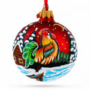 Rooster Village Scene Glass Ball Christmas Ornament 3.25 Inches