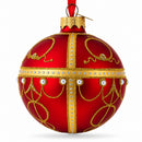 1895 Rosebud Royal Red Glass Ball Christmas Ornament 3.25 Inches