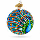 Peacock Glittered Glass Ball Christmas Ornament 3.25 Inches