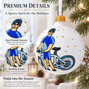 Bicycle Rider Glass Ball Christmas Ornament 3.25 Inches