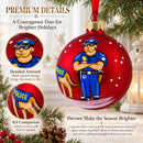 Police Officer and K9 Partner Glass Ball Christmas Ornament 3.25 Inches