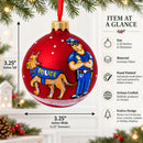 Police Officer and K9 Partner Glass Ball Christmas Ornament 3.25 Inches
