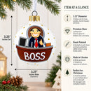 Cheerful Leader Glass Ball Boss Christmas Ornament 3.25 Inches