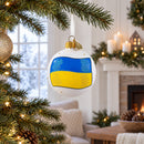 Flag of Ukraine Glass Ball Christmas Ornament 3.25 Inches