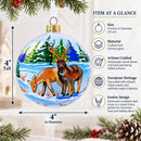 Majestic Deer in Winter Forest Glass Ball Christmas Ornament 4 Inches