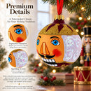 Nutcracker Glass Ball Christmas Ornament 3.25 Inches