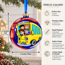 Yellow School Bus Glass Ball Christmas Ornament 4 Inches