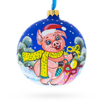 Pigs Decorating Tree Glass Ball Christmas Ornament 4 Inches