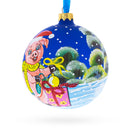 Pigs Decorating Tree Glass Ball Christmas Ornament 4 Inches
