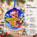 Pigs Decorating Tree Glass Ball Christmas Ornament 4 Inches