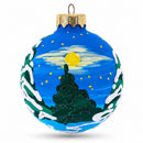 Santa and Two Snowmen Glass Ball Christmas Ornament 3.25 Inches