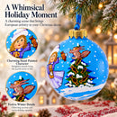 Girl with Candy and Squirrel Glass Ball Christmas Ornament 3.25 Inches