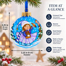 Girl with Candy and Squirrel Glass Ball Christmas Ornament 3.25 Inches