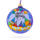 Happy Birthday Blown Glass Ornament 4 Inches
