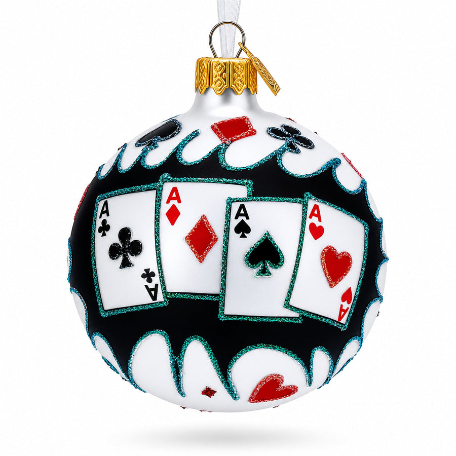 Playing Cards Deck Glass Christmas Ornament 3.25 Inches