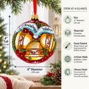 Three Bells Glass Ball Christmas Ornament 4 Inches