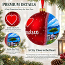 I love San Francisco, California Glass Ball Christmas Ornament 4 Inches
