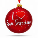 I love San Francisco, California Glass Ball Christmas Ornament 4 Inches