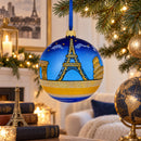 European Travel Attractions Glass Ball Christmas Ornament 4 Inches