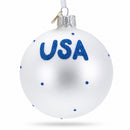 Flag of United States of America on White Glass Ball Christmas Ornament 3.25 Inches