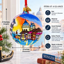 Venetia, Italy Glass Ball Christmas Ornament 4 Inches