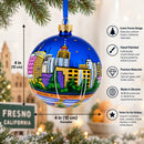 Fresno, California, USA Glass Ball Christmas Ornament 4 Inches