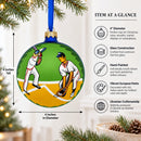 Baseball Players Glass Ball Christmas Ornament 4 Inches