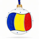 Flag of Romania Glass Ball Christmas Ornament 3.25 Inches