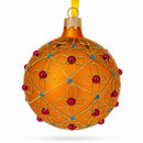 Jeweled Crosses on Gold Glass Ball Christmas Ornament 3.25 Inches