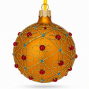Jeweled Crosses on Gold Glass Ball Christmas Ornament 3.25 Inches