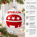 Republican Elephant Glass Ball Christmas Ornament 4 Inches