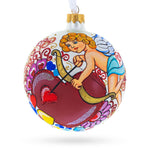 Cupid with Bow and Heart Glass Ball Christmas Ornament 4 Inches