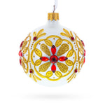 Bejeweled Star Handcrafted Glass Ball Christmas Ornament 3.25 Inches