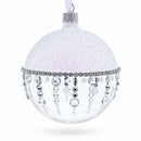 Diamond Chandelier on a Crystal Clear  Glass Ball Christmas Ornament 3.25 Inches
