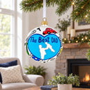 Father's Day 'The Best Dad'  Glass Ball Christmas Ornament 4 Inches