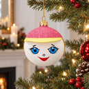 Girl in the Hat Glass Ball Christmas Ornament 3.25 Inches
