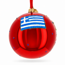 Santorini, Thira Island, Greece Glass Ball Christmas Ornament 4 Inches