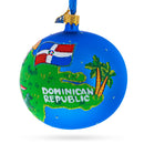 Dominican Republic Glass Ball Christmas Ornament 4 Inches