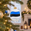 Flag of Estonia Flag Glass Ball Christmas Ornament 3.25 Inches