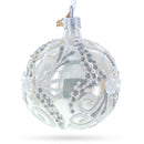 Snow Swirls on White Glass Ball Christmas Ornament 3.25 Inches