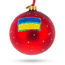 Ukrainian Tryzub Glass Ball Christmas Ornament 4 Inches