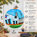 Battleship Wisconsin at Nautilus, Norfolk, Virginia Glass Ball Christmas Ornament 4 Inches
